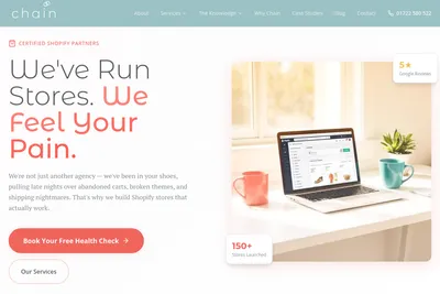 Screenshot of the We are Chain homepage