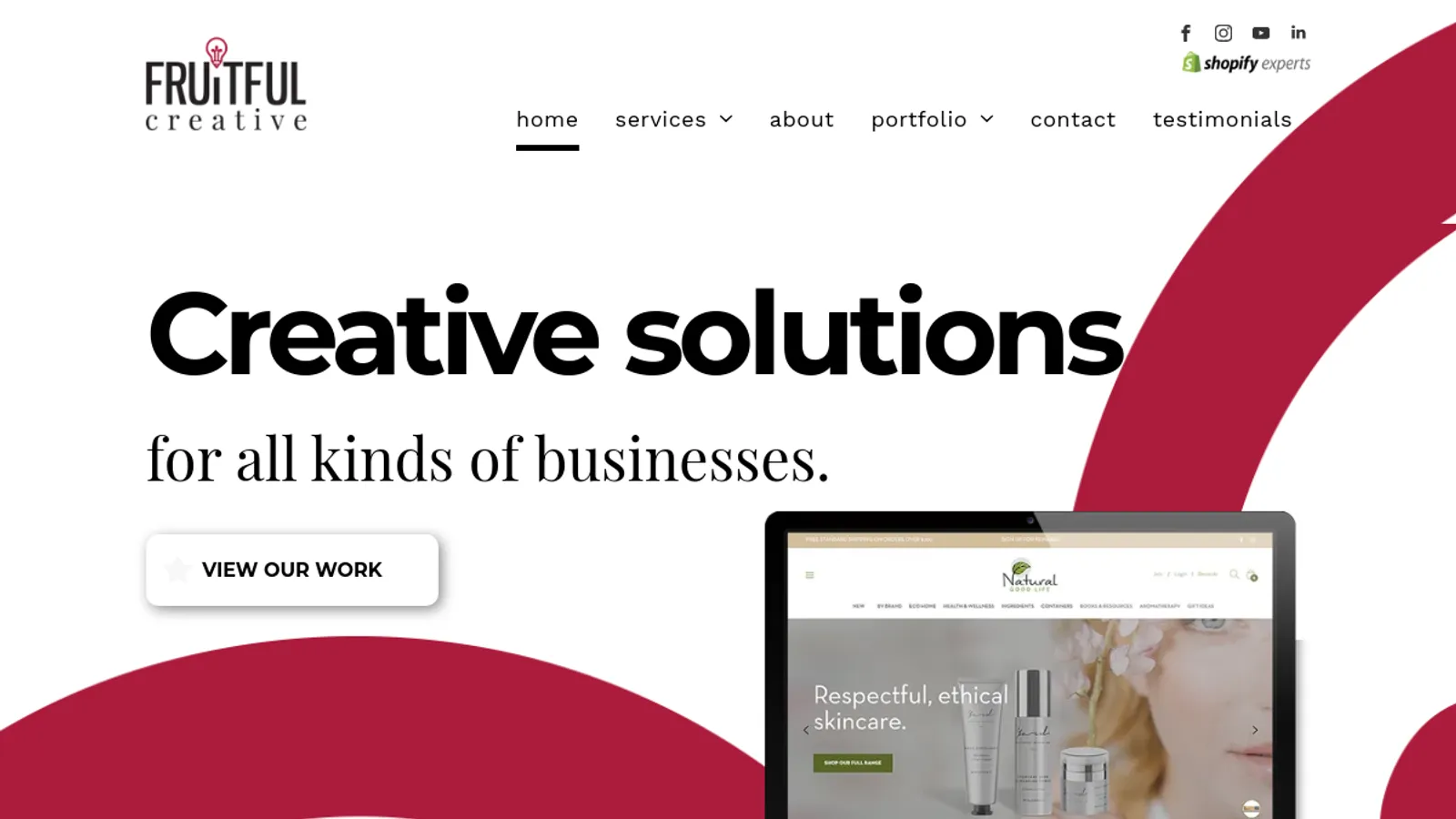 Screenshot of the Fruitful Creative homepage