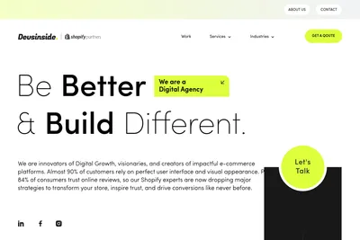 Screenshot of the Devsinside homepage