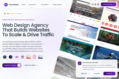 Screenshot of the Viral Media homepage