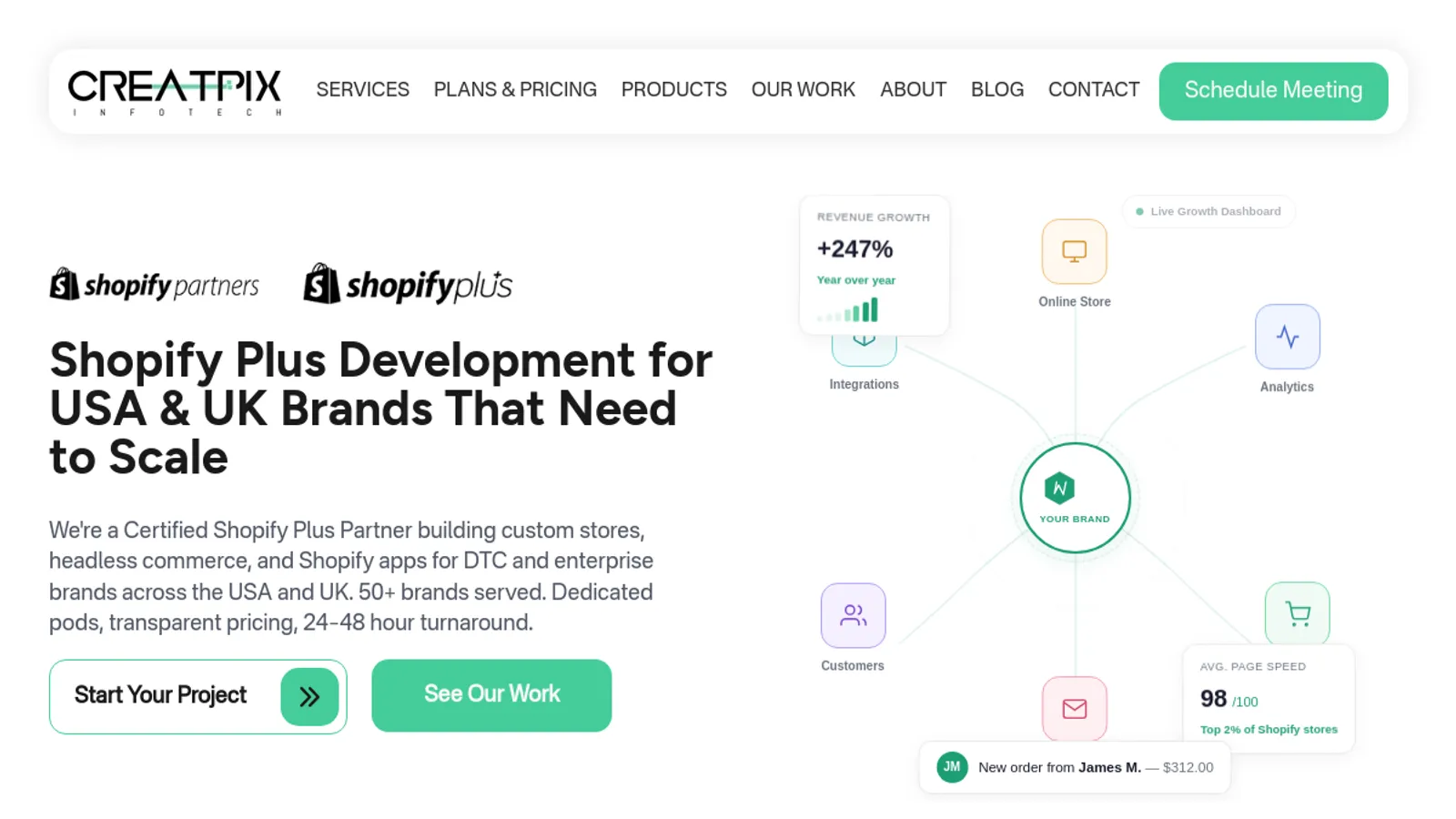 Screenshot of the CreatPix Infotech homepage