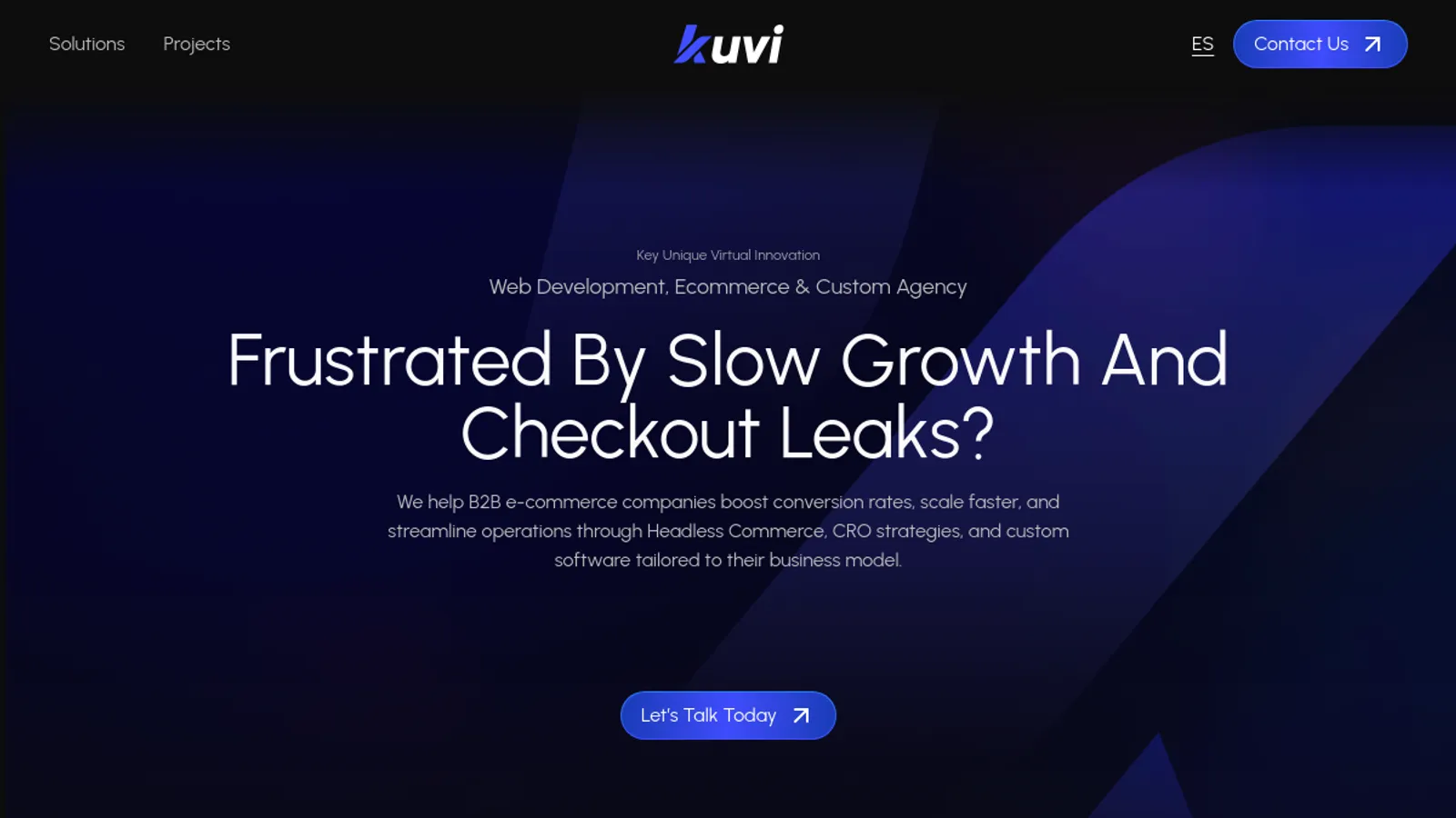 Screenshot of the Key Unique Virtual Innovation homepage