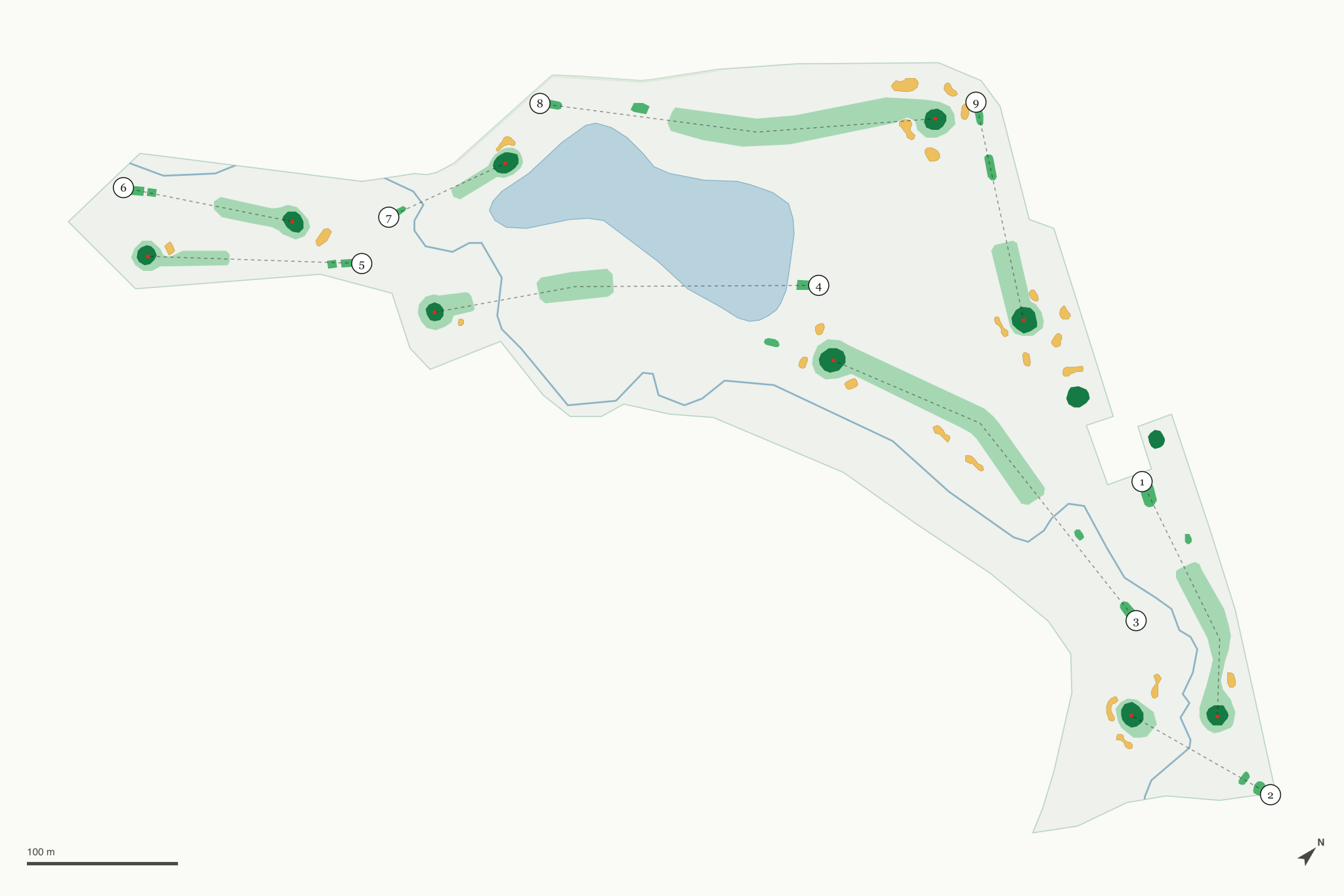 Map of Nine Springs Golf Course