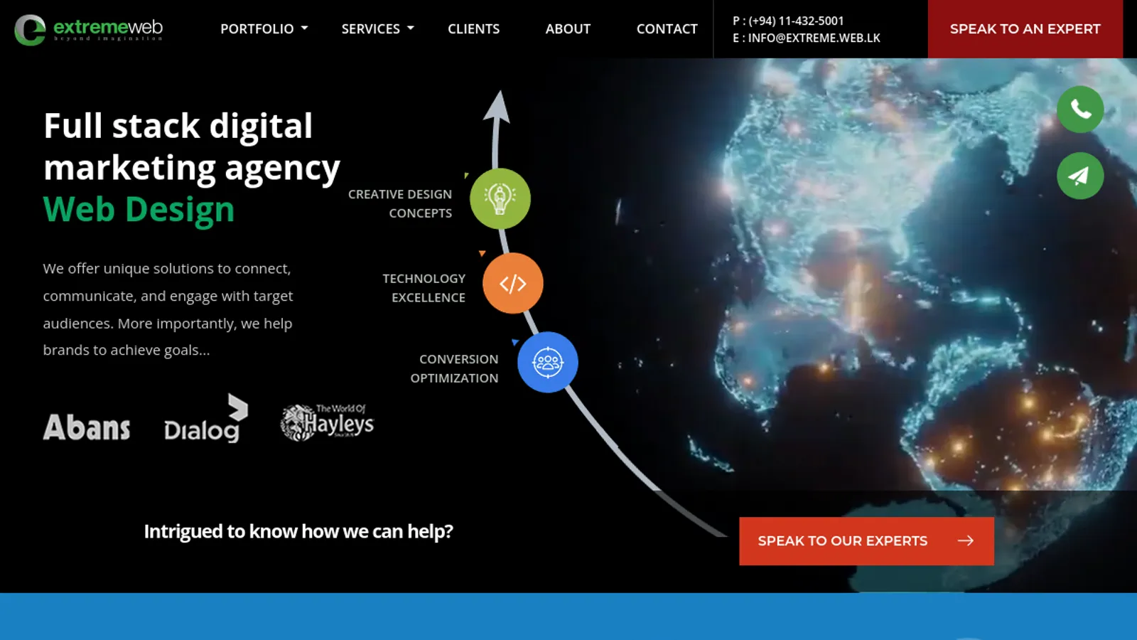 Screenshot of the Extreme Web (Pvt) Ltd homepage