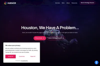 Screenshot of the Huemor homepage