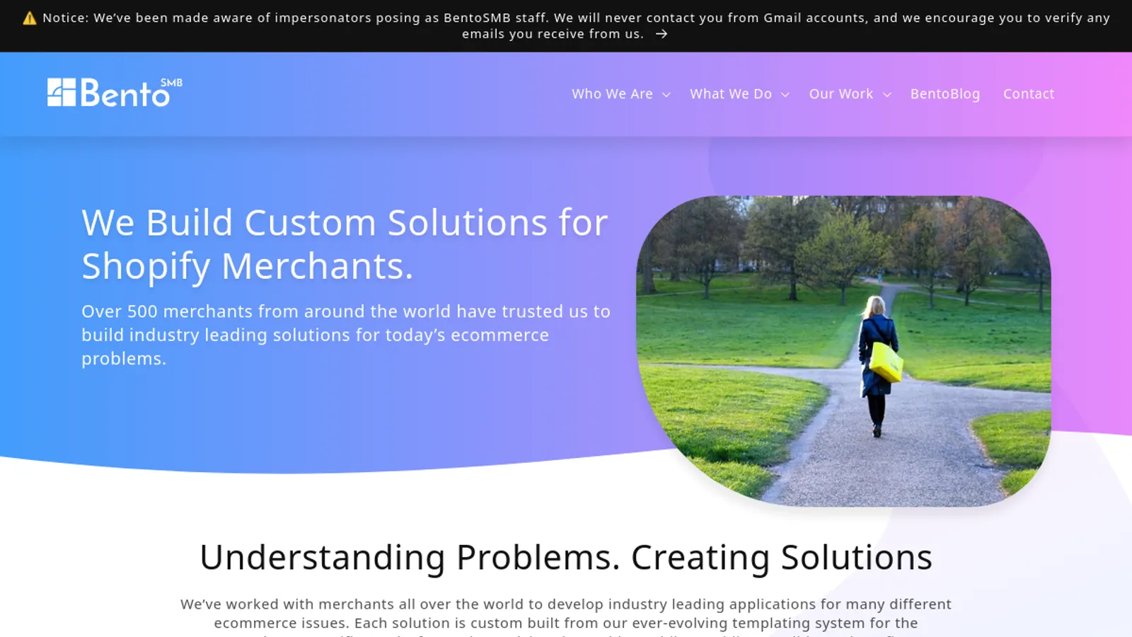 Screenshot of the BentoSMB Inc. homepage