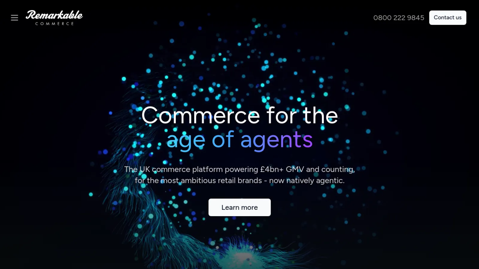 Screenshot of the Remarkable Commerce homepage