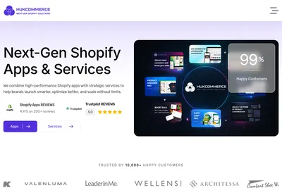 Screenshot of the HukCommerce Agency homepage
