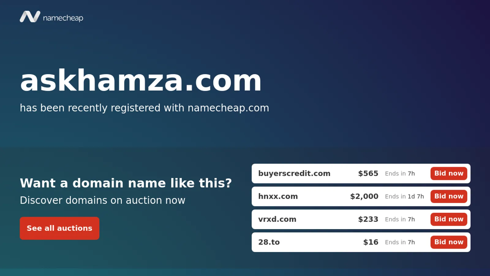 Screenshot of the askHamza homepage
