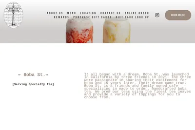 Boba St. website homepage