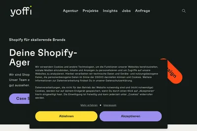 Screenshot of the Yoffi Digital GmbH homepage