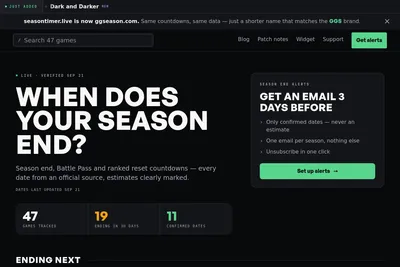 Screenshot of the GGS homepage