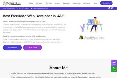Screenshot of the Shakeel Mumtaz homepage