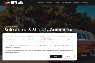 Screenshot of the Red Van homepage