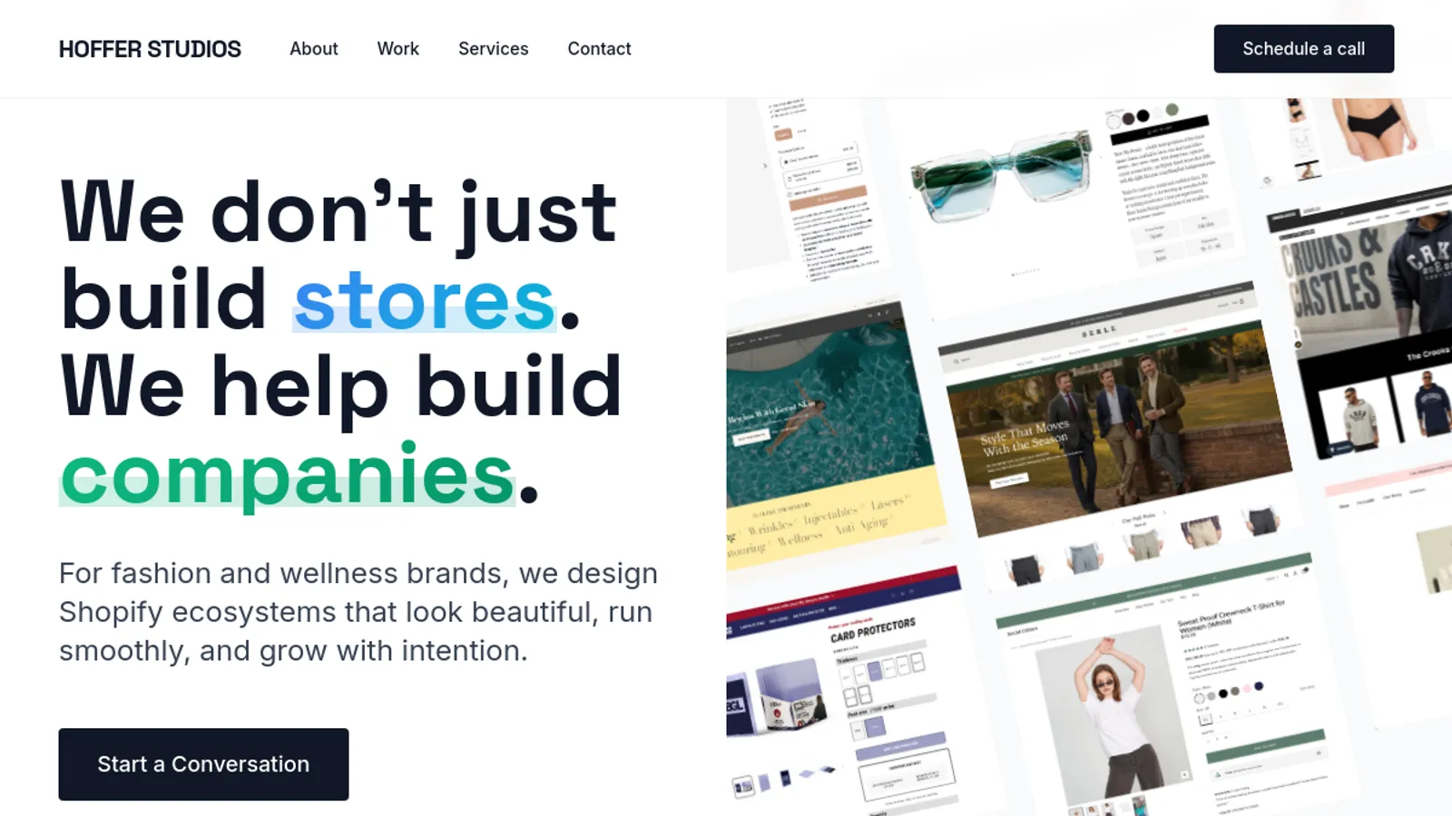 Screenshot of the HOFFER Studios homepage
