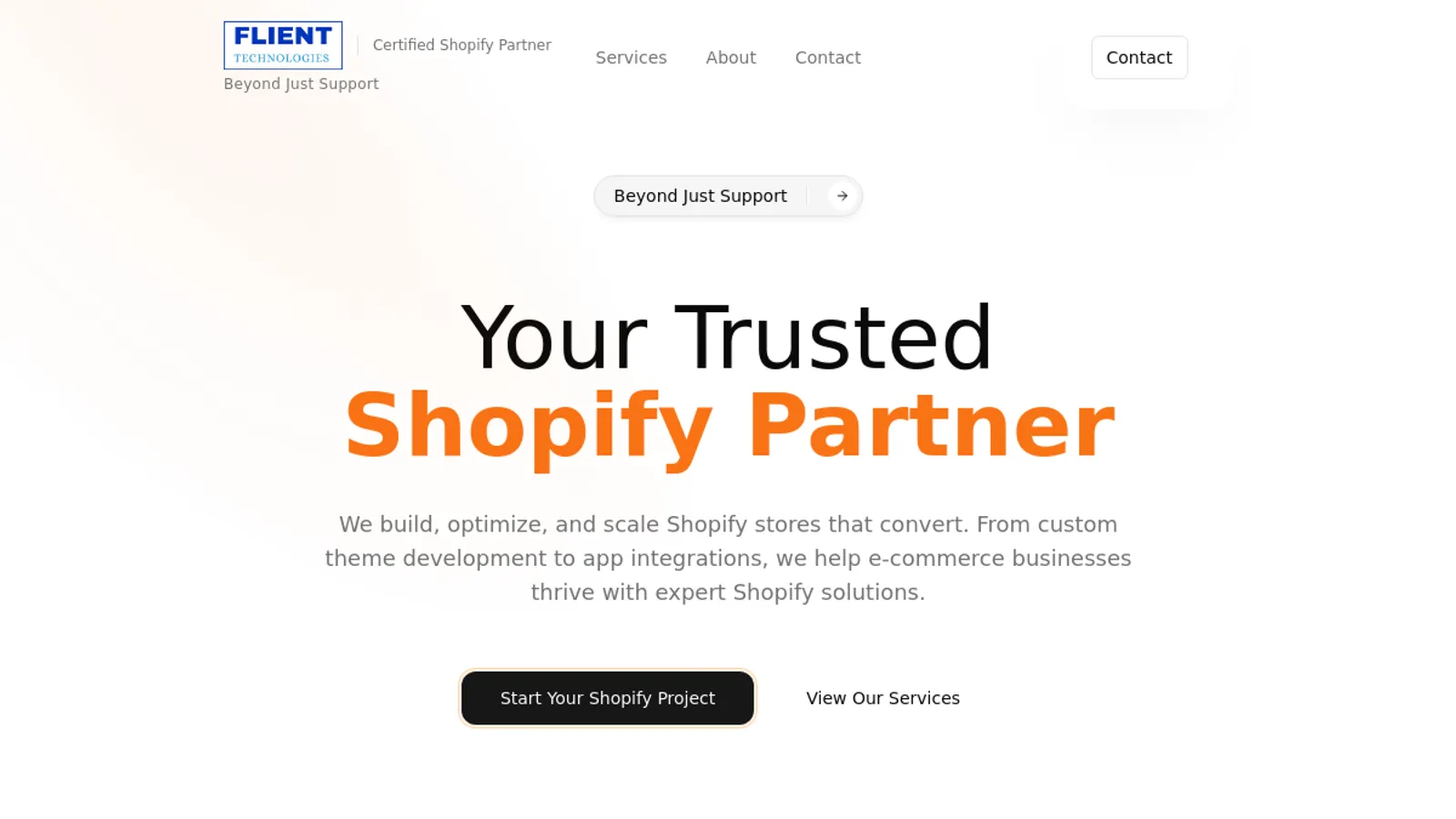 Screenshot of the FLIENT TECHNOLOGIES LIMITED homepage