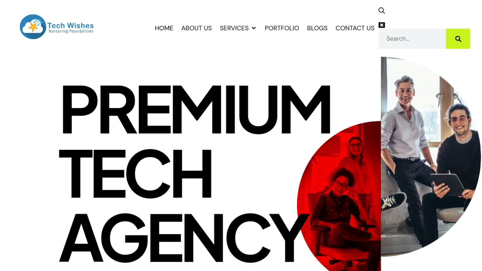 Screenshot of the Tech Wishes Solutions homepage