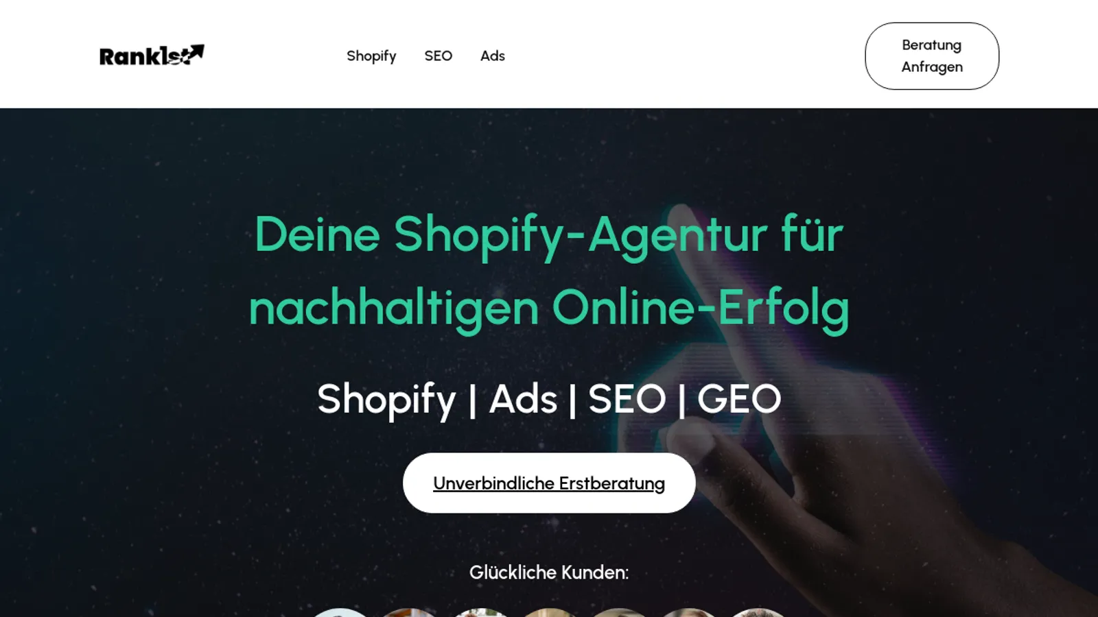 Screenshot of the Rankist GmbH homepage