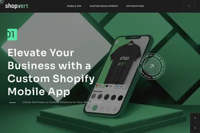 Screenshot of the Shopvert homepage