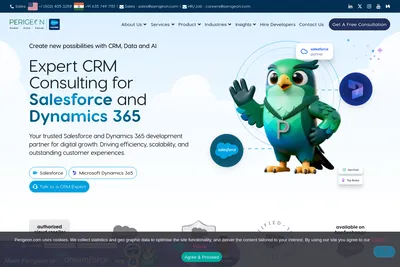 Screenshot of the Perigeon Software homepage