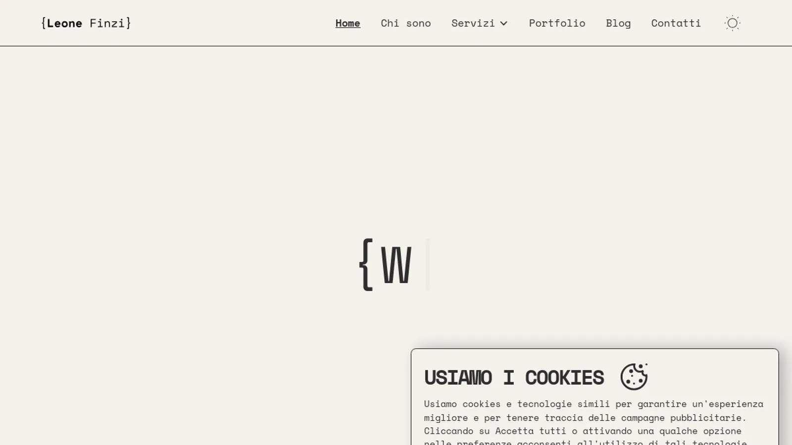 Screenshot of the Leone Finzi homepage