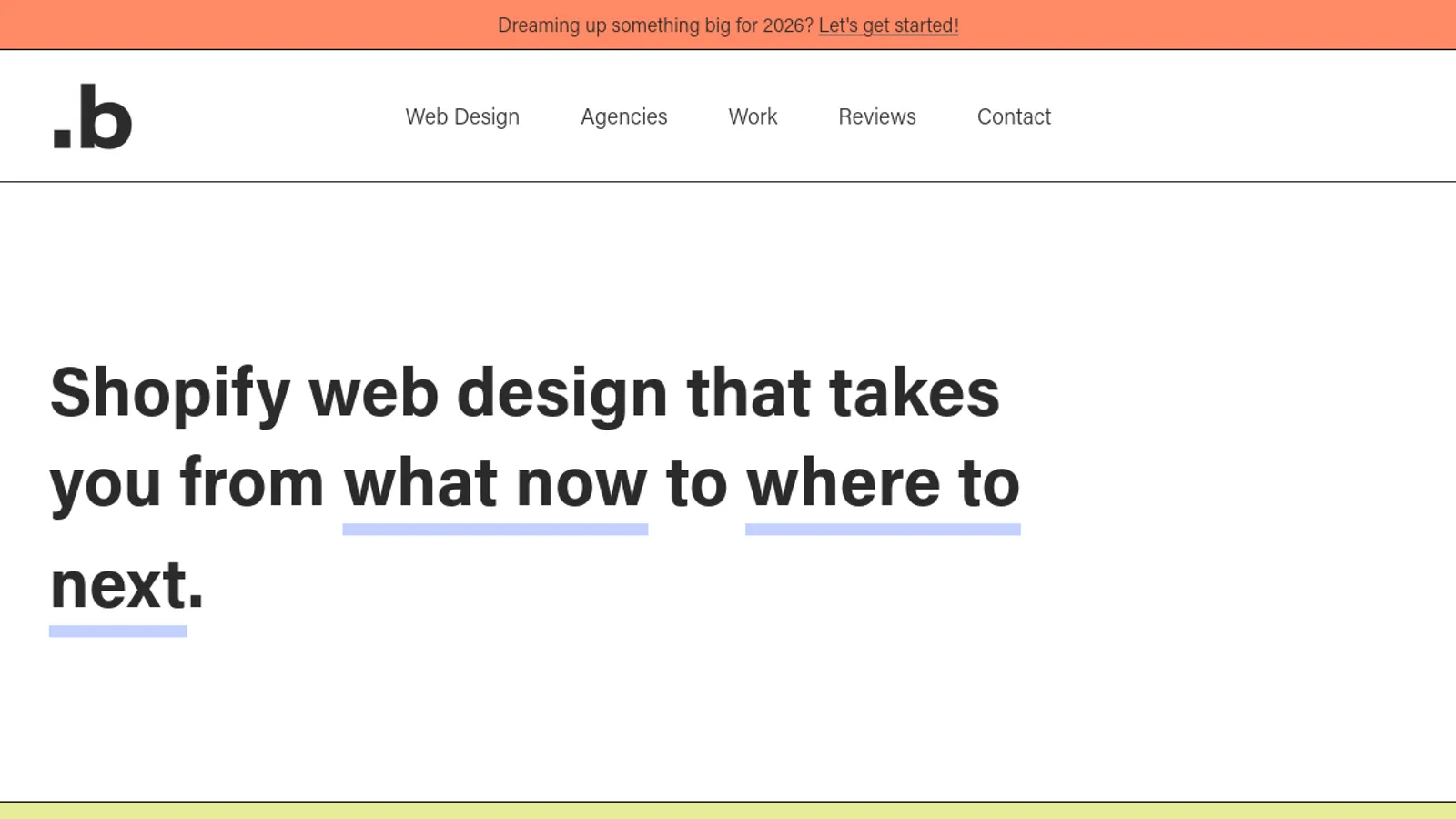 Screenshot of the Point B homepage