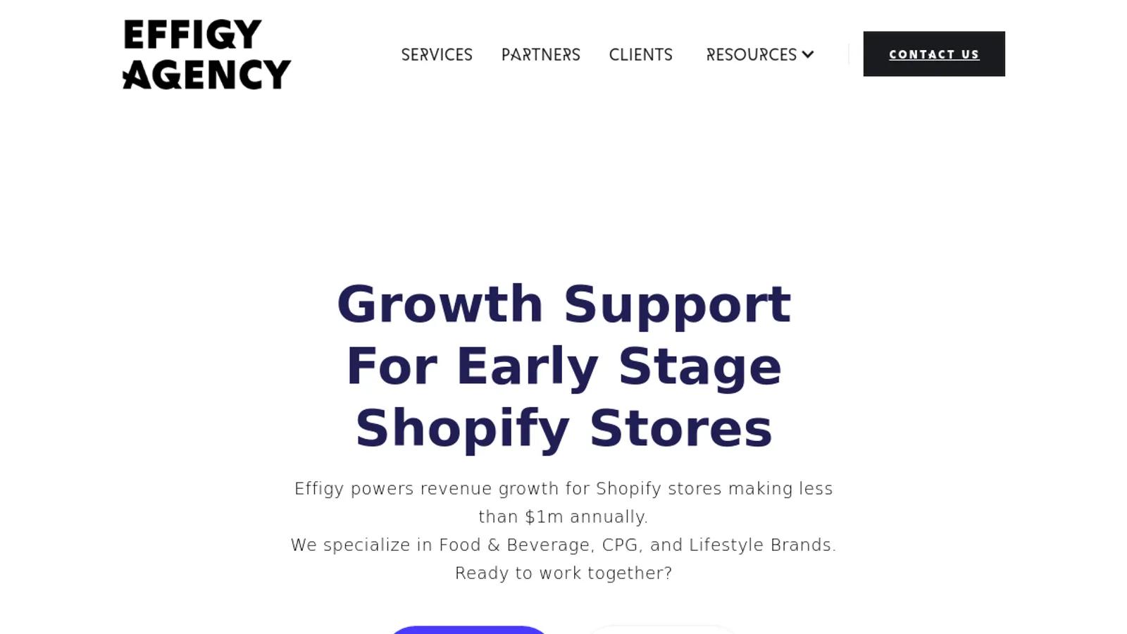 Screenshot of the Effigy Agency homepage