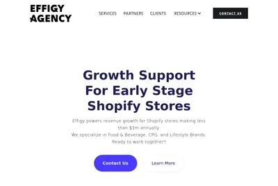 Screenshot of the Effigy Agency homepage