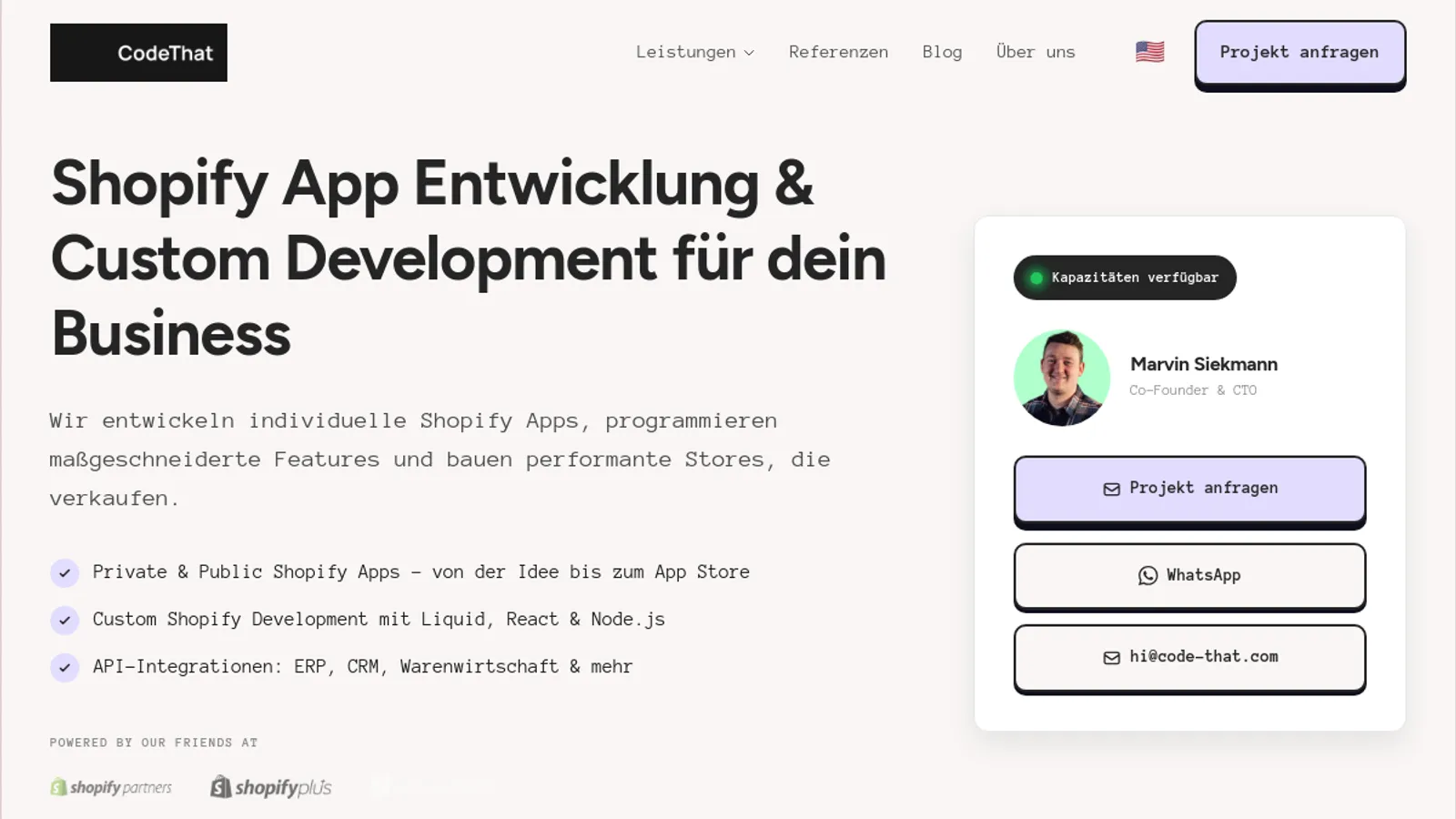 Screenshot of the CodeThat homepage