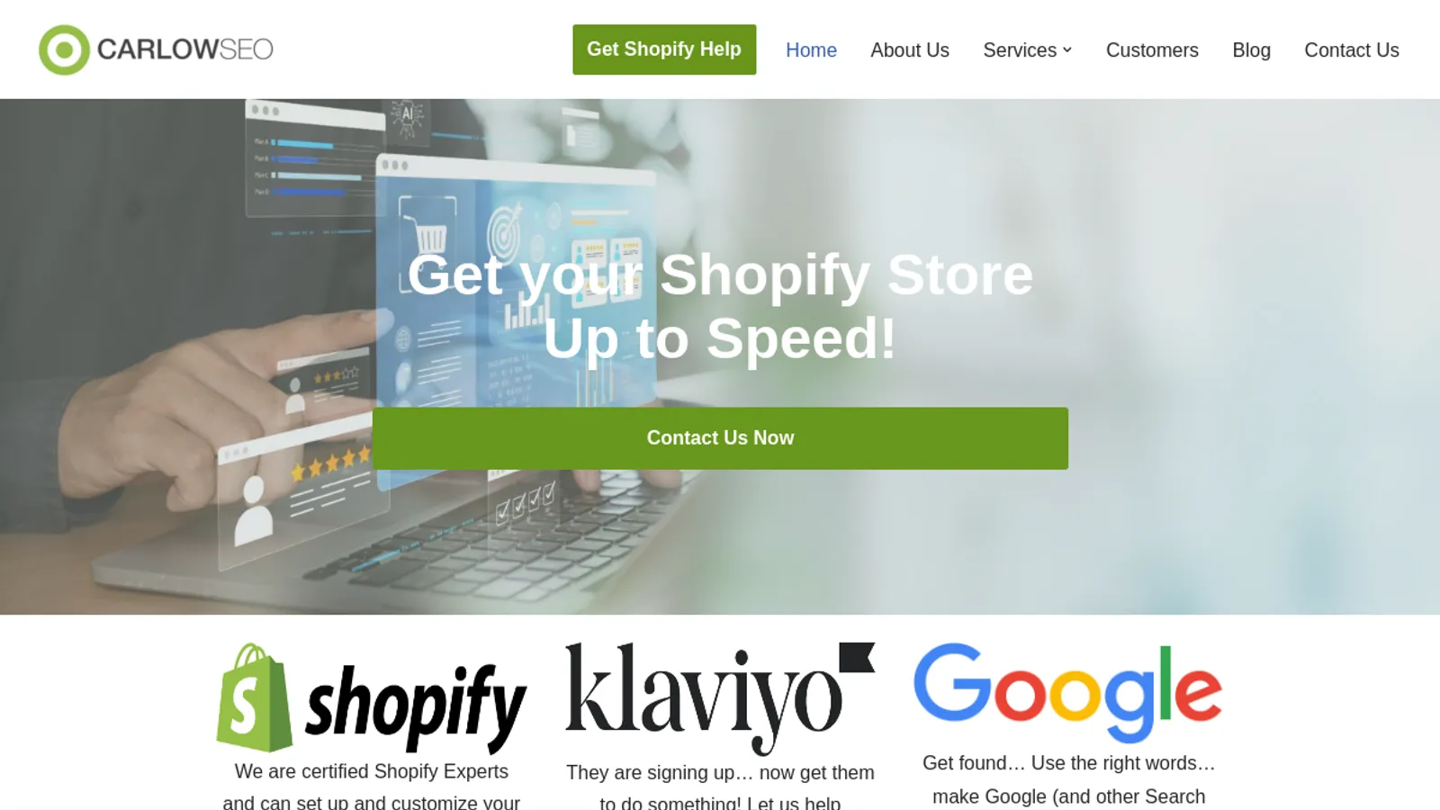 Screenshot of the CarlowSEO - Helping Small & Midsize businesses grow for 13+ Years! homepage