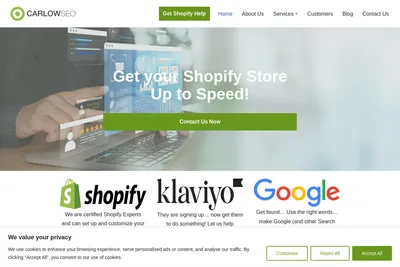 Screenshot of the CarlowSEO - Helping Small & Midsize businesses grow for 13+ Years! homepage