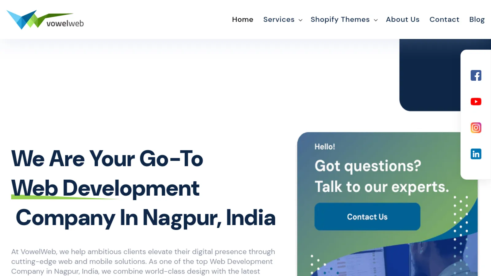 Screenshot of the Vowel Web homepage