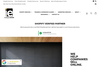 Screenshot of the intelligentECOM homepage