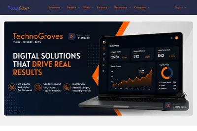 Screenshot of the Technogroves homepage