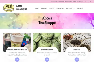Alice's Tea Shoppe website homepage