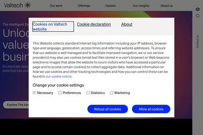 Screenshot of the Valtech homepage