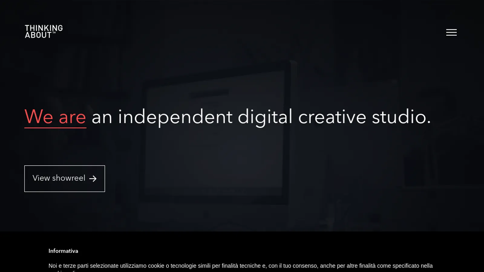 Screenshot of the ThinkingAbout homepage