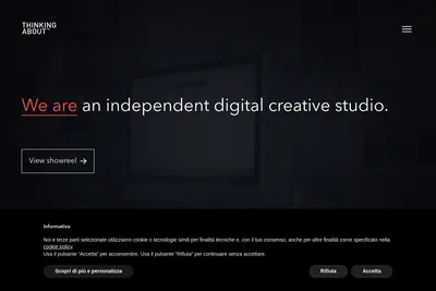 Screenshot of the ThinkingAbout homepage