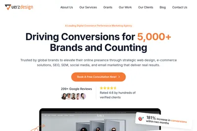 Screenshot of the Verz Design homepage