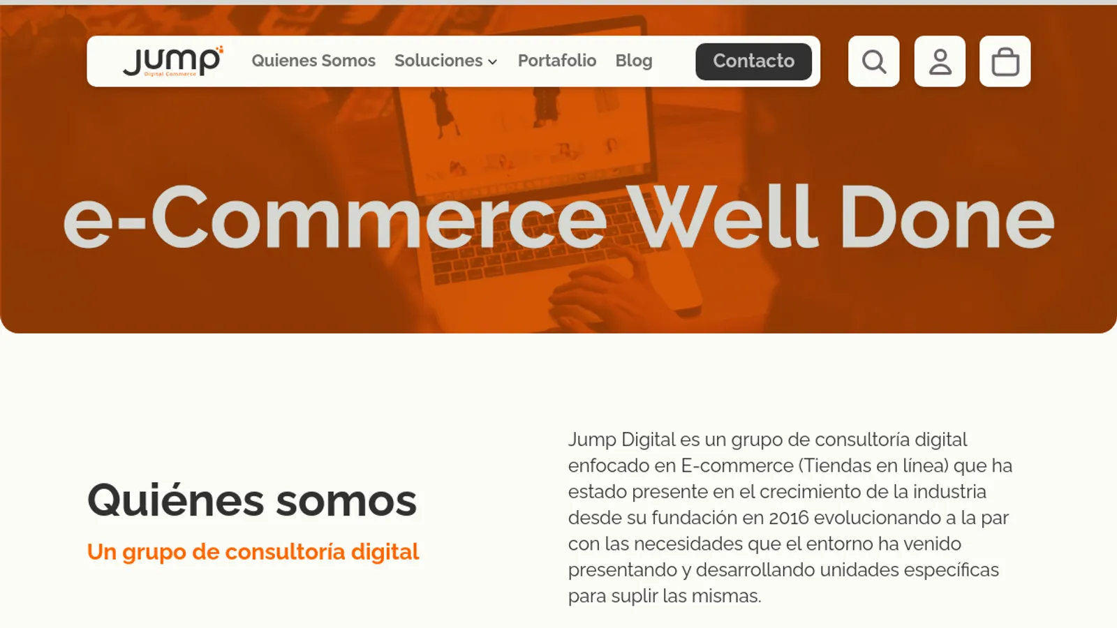 Screenshot of the Jump Digital Commerce - Colombia, US, Ecuador, Chile, B2B, International homepage