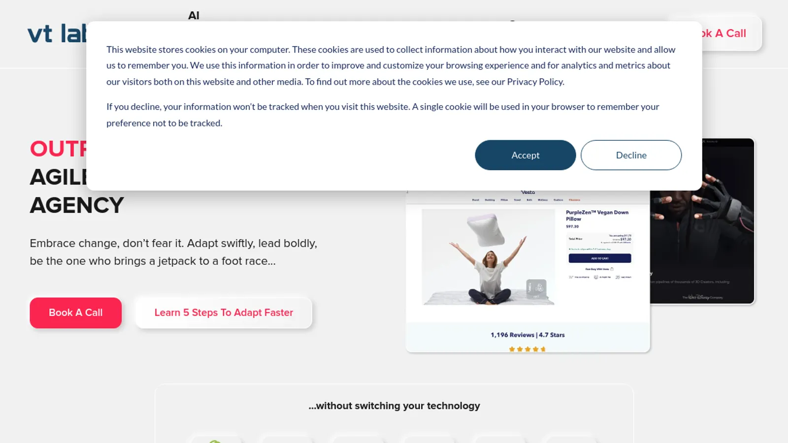 Screenshot of the VT Labs eCommerce Agency homepage