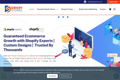 Screenshot of the Dropi Stores homepage