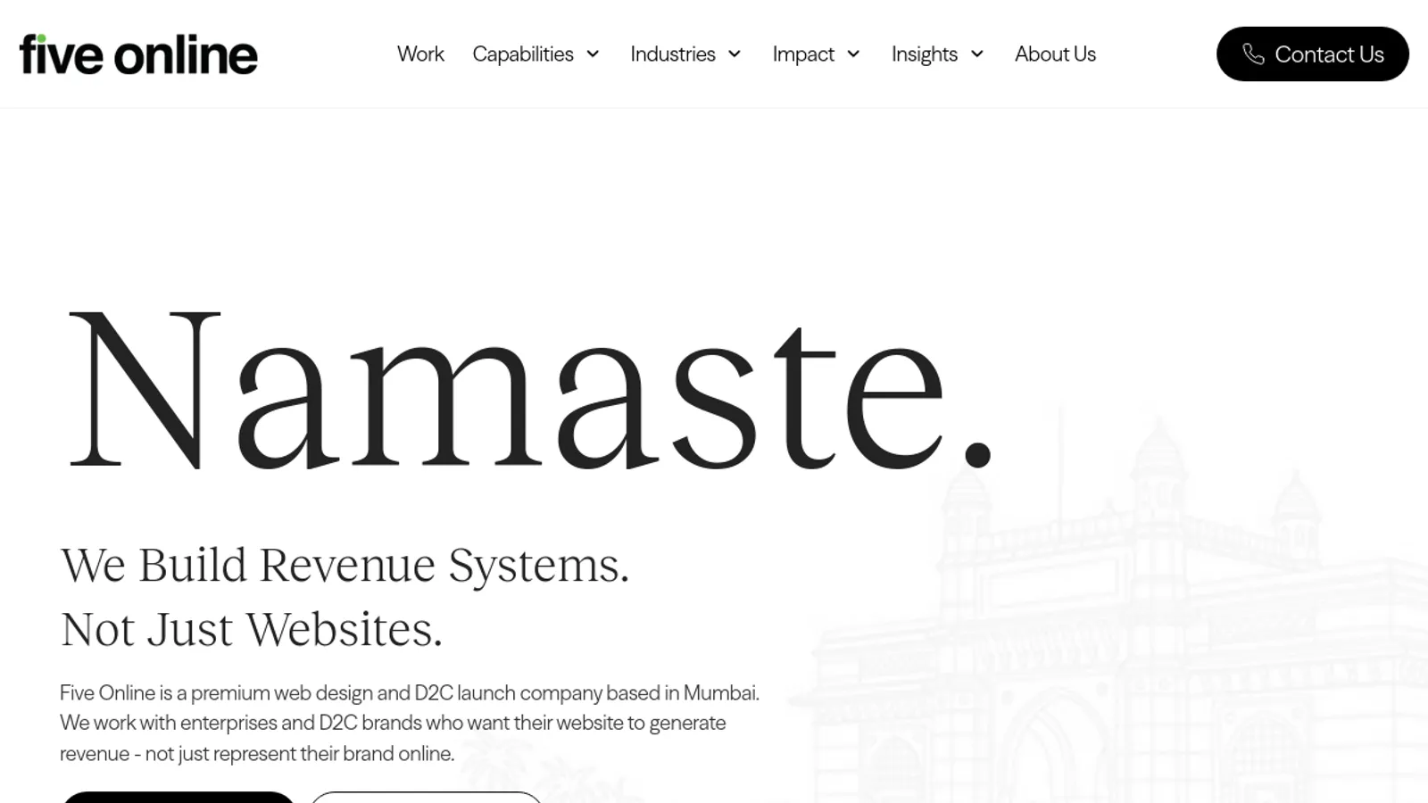 Screenshot of the Five Online Web Solutions Pvt Ltd. homepage