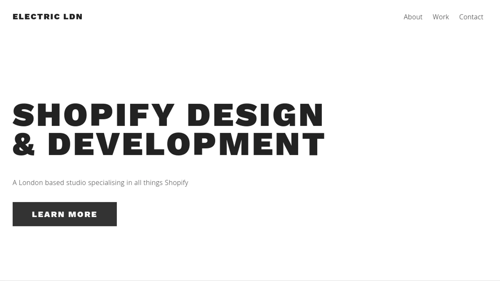 Screenshot of the Electric LDN homepage