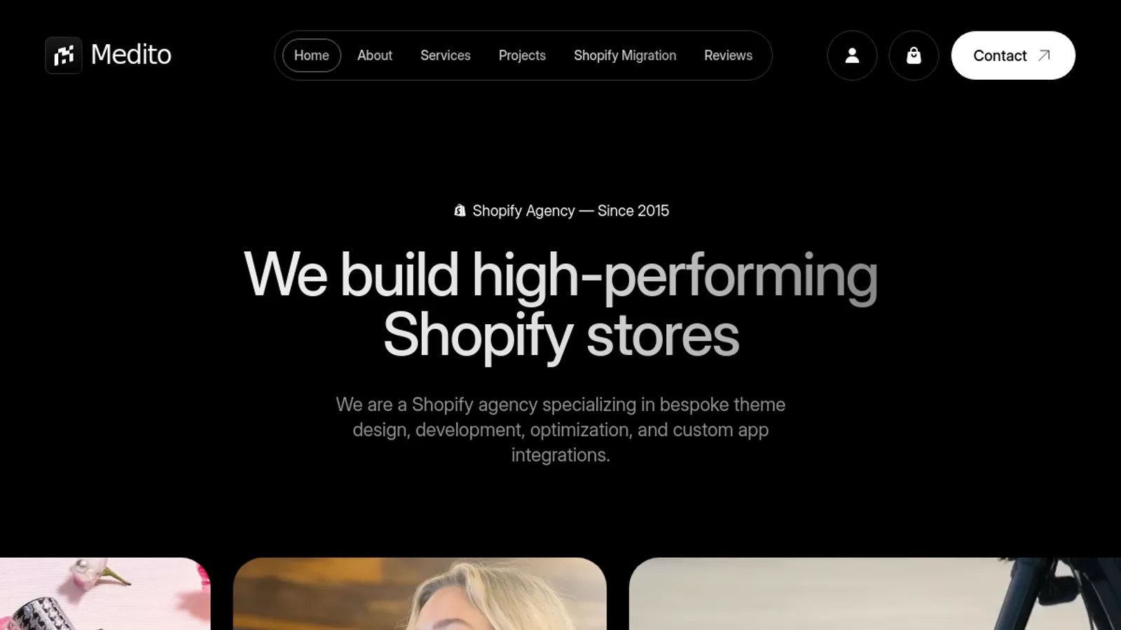 Screenshot of the Medito Digital homepage