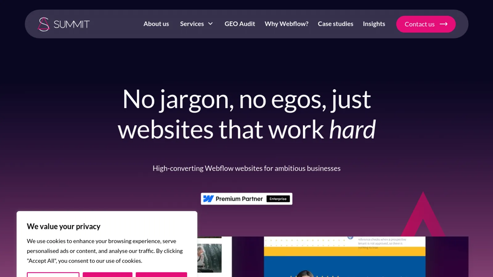 Screenshot of the Summit homepage