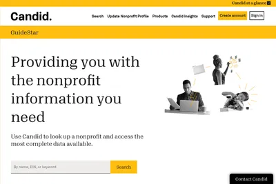 Screenshot of the Candid GuideStar homepage