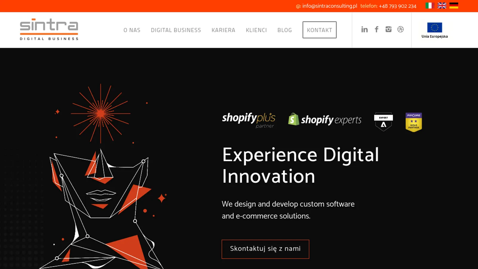 Screenshot of the Sintra Consulting Poland homepage