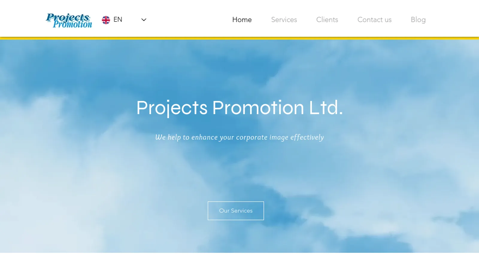 Screenshot of the Projects Promotion Ltd. homepage
