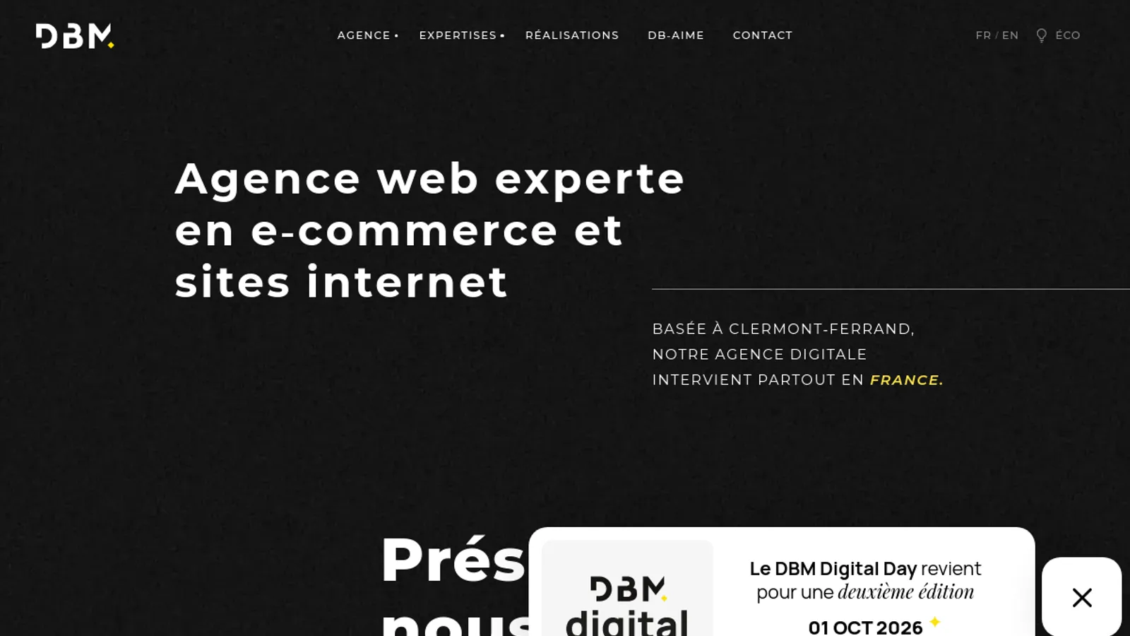 Screenshot of the DBM - De Bussac Multimedia homepage